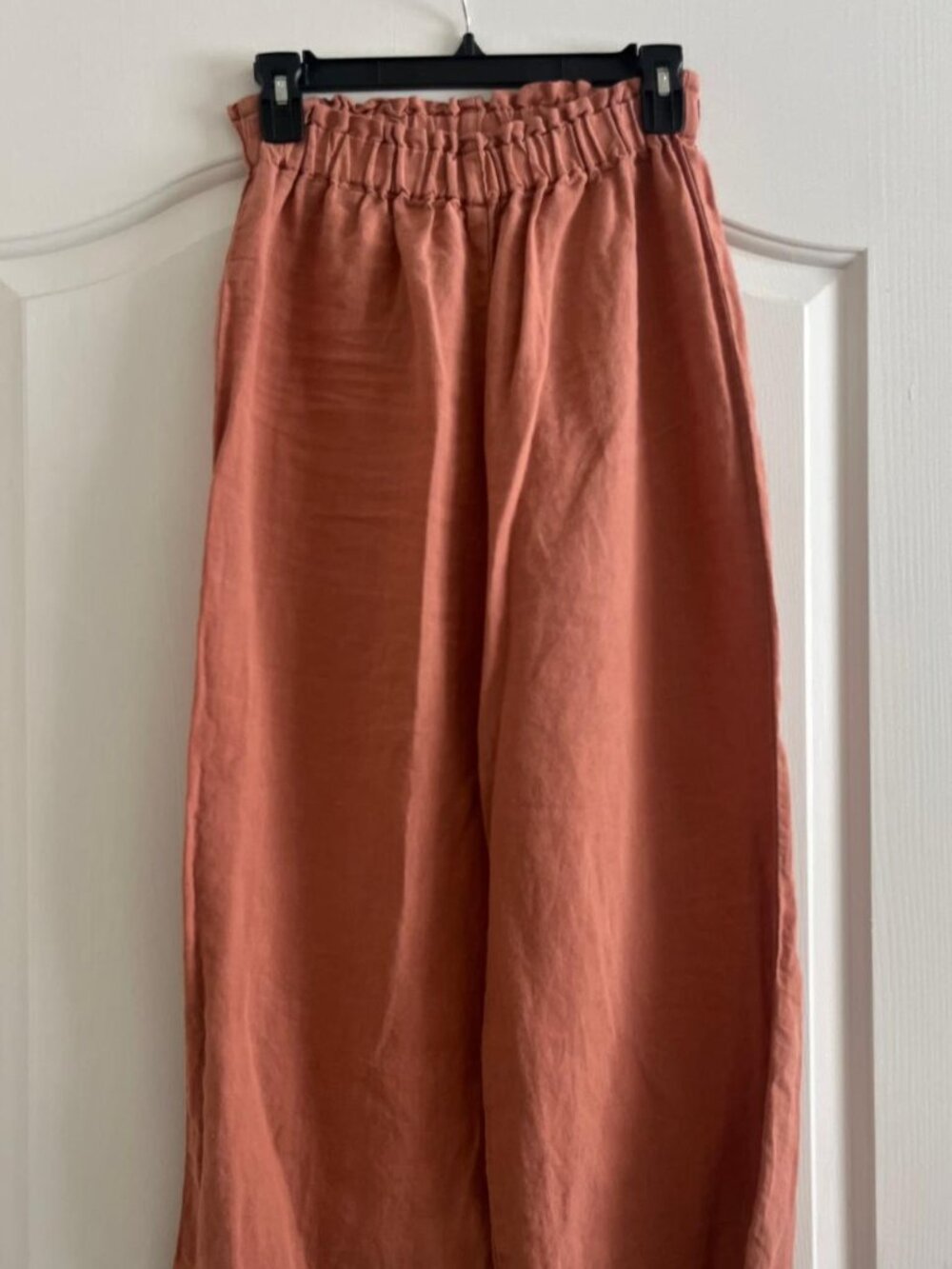 Salmon Linen Wide Leg Pants
